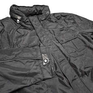 Andrew‎ Marc Thermore Jacket Black Nylon Leather Trim Utility Zip Pockets